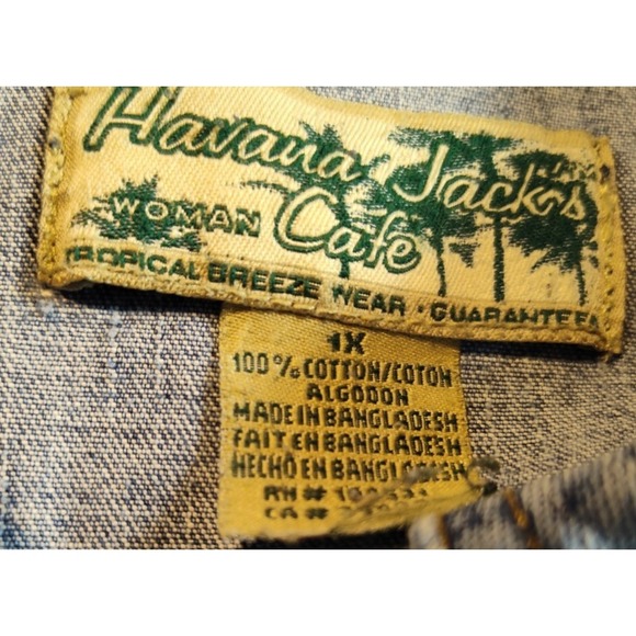 HAVANA‎ JACK'S Womens 1x Blue Denim Jeans Jacket Shacket Distressed 1295 - Picture 4 of 11